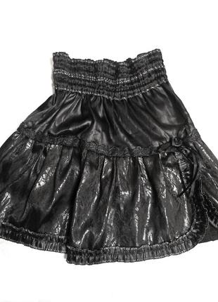 Готическая, школьная юбка с кружевом, бантиком, на резинке4 фото