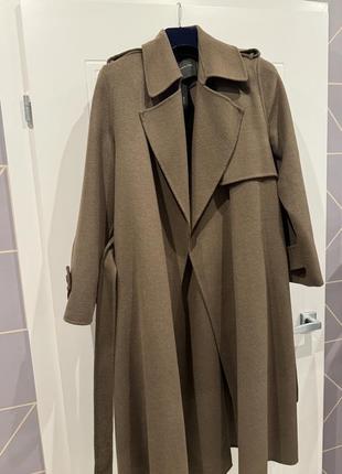 Massimo dutti coat brown пальто шерсть теплое