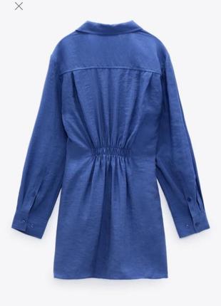 Платье zara на запах синего цвета4 фото