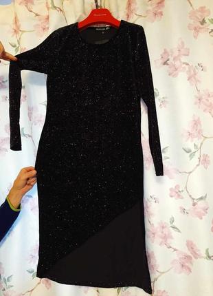 Нарядное вечернее женское велюровое черное платье миди блестками платья велюровое женское2 фото
