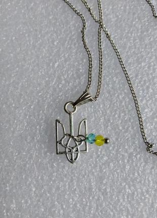 Набор цепочка + подвеска тризуб silver символ флага украины франция thiers