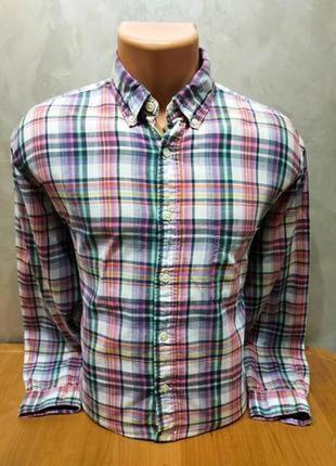 Комфортная 100% хлопковая рубашка в клетку шведского бренда премиум класса gant