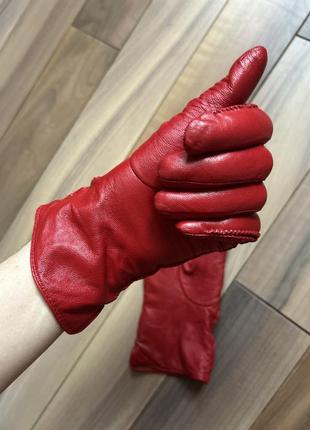 Ідеальні шкіряні трендові червоні рукавички3 фото