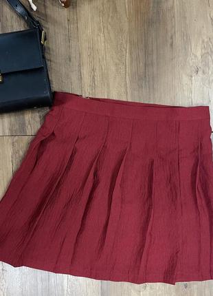 Бордовая юбка в складку размер с-м asos4 фото
