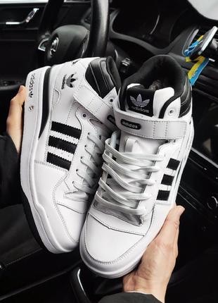 Зимние кроссовки adidas forum 84 high белые (мех)