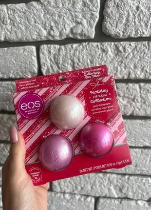 Набір бальзамів для губ holiday lip balm trio від eos1 фото