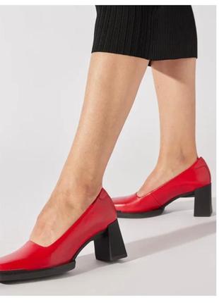 Красный трендовые туфли квадратным носком🔹блочной каблук vagabond edwina(размер 37)1 фото