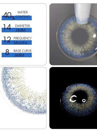 Зелені з окантовкою контактні лінзи для очей, чудове перекриття свого кольору.  + контейнер для зберігання.3 фото
