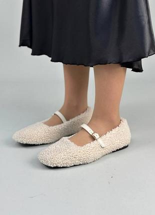 Туфли балетки мех тедди