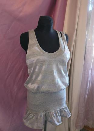 Серый , серебрянный полосатый топ miss passion