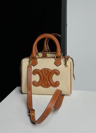 Сумка celine small boston cuir triomphe in textile and calfskin