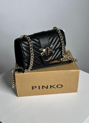 Сумка pinko classic mini love bag one chevron black/gold5 фото