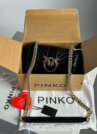 Сумка pinko classic mini love bag one chevron black/gold4 фото