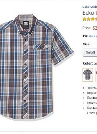 Рубашка - тениска  ecko unltd, рубашка в клетку andover, р.м, хлопок