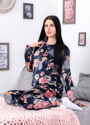 Тепла махрова плюшева жіноча піжама домашня, комплект домашній жіночий велсофт махра10 фото