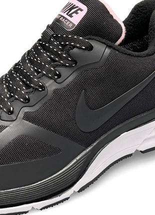 Зимние термо женские кроссовки nike flykit racer gore-tex черные с белым и розовым.8 фото