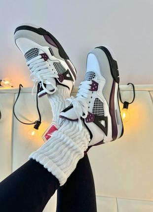 Кросівки nike air jordan 4 psg neutral grey bordeaux❄️5 фото