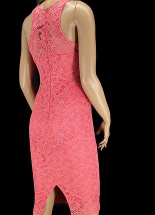 Новое красивое коралловое гипюровое платье "ax paris". размер uk10.9 фото