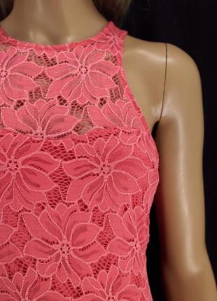 Новое красивое коралловое гипюровое платье "ax paris". размер uk10.8 фото