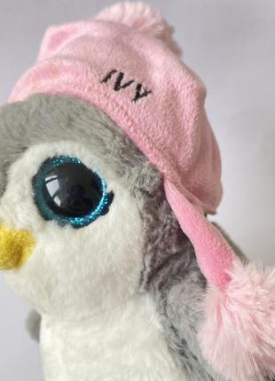 М'яка іграшка пінгвін у рожевій шапці плюшевий пінгвін7 фото