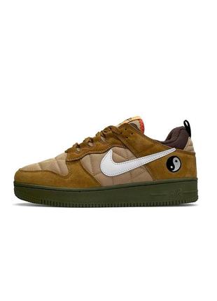 Зимові термо чоловічі кросівки nike air force 1 yin yang гірчичні