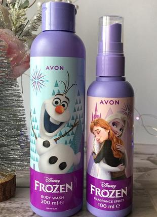 Набір avon frozen анна та ельза крижане серце, ейвон спрей, гель для душу