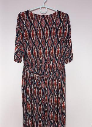 Яскрава сукня міді з пояском, натуральна сукня, платье миди 46-48 р.3 фото