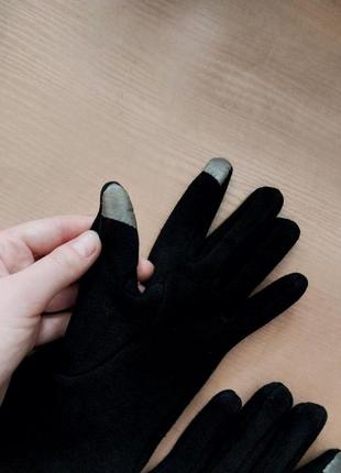 Стильні чорні жіночі рукавички на хутрі теплі жіночі рукавички на зиму утеплені жіночі рукавички на флісі6 фото