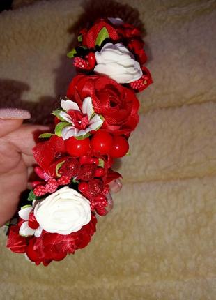 Украинский венок венчик обруч цветы венчик с лентами7 фото