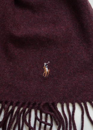 Бордовый шерстяной шарф от бренда polo ralph lauren2 фото