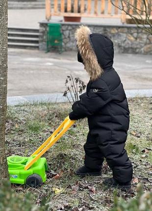 Детский зимний комбинезон с натуральным мехом6 фото