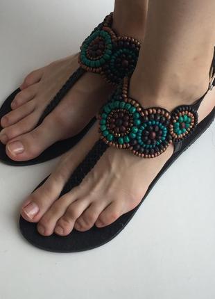 Кожаные босоножки вьетнамки new look сандалии 38 р.4 фото