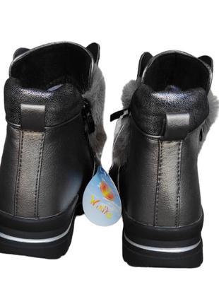 Красивые зимние ботинки для девочки с мехом зайчики5 фото
