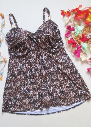 Шикарный купальник платье супер батал в леопардовый принт evans🌴💜🌴1 фото