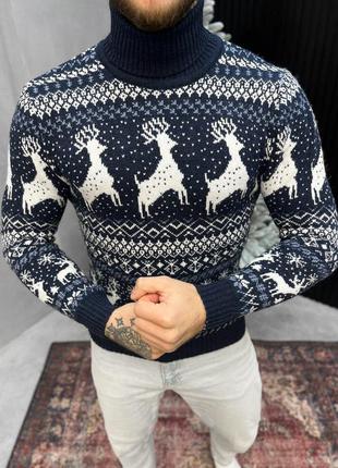 Чоловічий светр в'язаний новорічний теплий