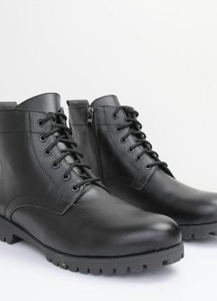 Зимові черевики з натуральної шкіри взуття ручної роботи чоловіче взуття ultimate black by rosso avangard