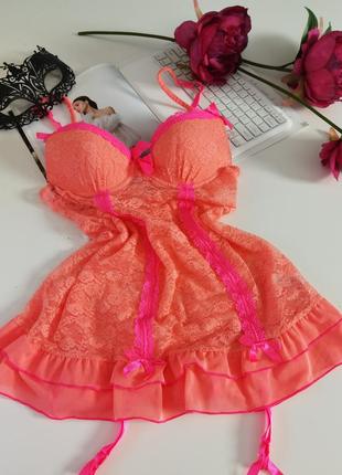 Брендовый сексуальный кружевной пеньюар babydoll размера s