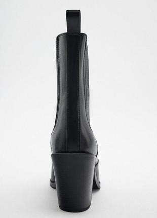Zara ковбойські шкіряні черевики на підборах, ботинки в ковбойському стилі , ботильони на каблуку, сапожки, сапоги6 фото