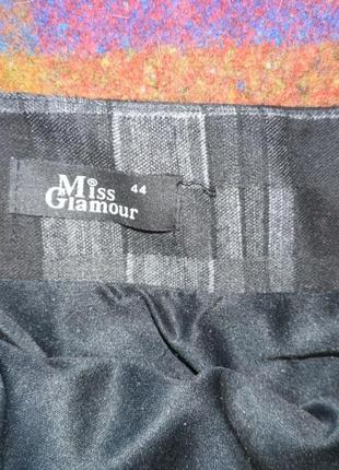 Черная клетчатая юбка с бархатным узором miss glamour5 фото