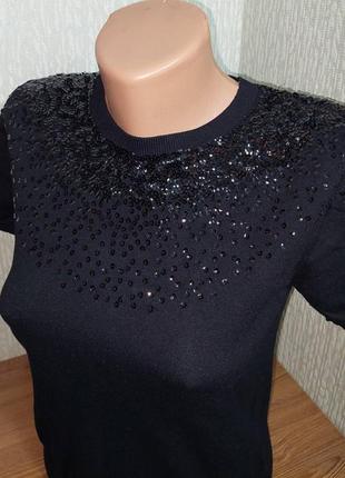 Шикарный чёрный топ с пайетками zara knit, 💯 оригинал, молниеносная отправка ⚡💫🚀7 фото