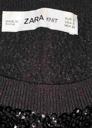 Шикарный чёрный топ с пайетками zara knit, 💯 оригинал, молниеносная отправка ⚡💫🚀9 фото