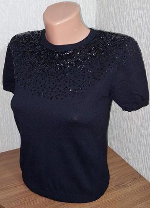 Шикарный чёрный топ с пайетками zara knit, 💯 оригинал, молниеносная отправка ⚡💫🚀5 фото