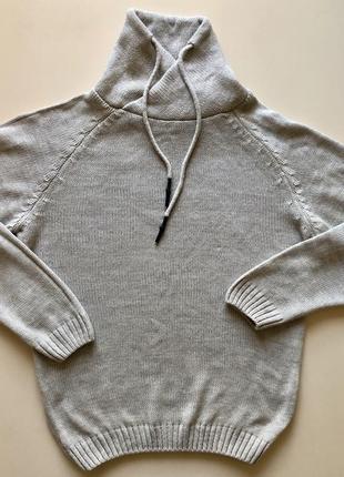 Свитер бежевый вязаный кэжуал свитер с шнурком мирер кофта