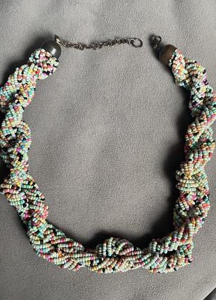 Ожерелье колье из бисера бижутерия