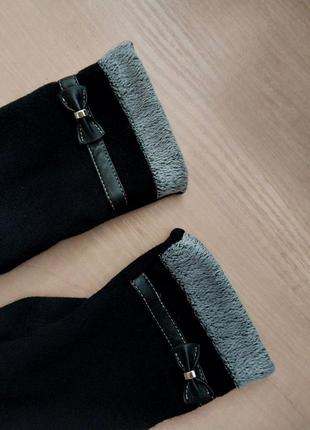Очень красивые утепленные флисом перчатки утепленные мехом перчатки черного цвета зимние женские перчатки5 фото