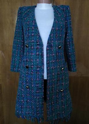 Плаття-блейзер твiд морської хвилі, xs/344 фото