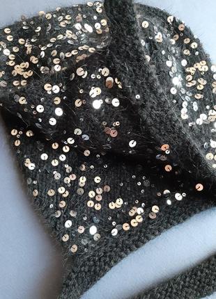 Чепчик с пайетками, блестящий чепец, модная женская шапка, тренд 2023