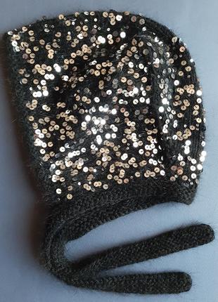 Чепчик с пайетками, блестящий чепец, модная женская шапка, тренд 2023