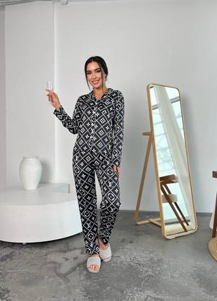 Качественная сатиновая брендовая пижама lv рубашка и штаны s-l