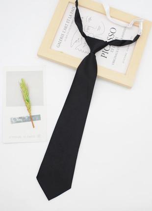 Краватка на резинці чорна 9201 однотонна довжина 32см1 фото